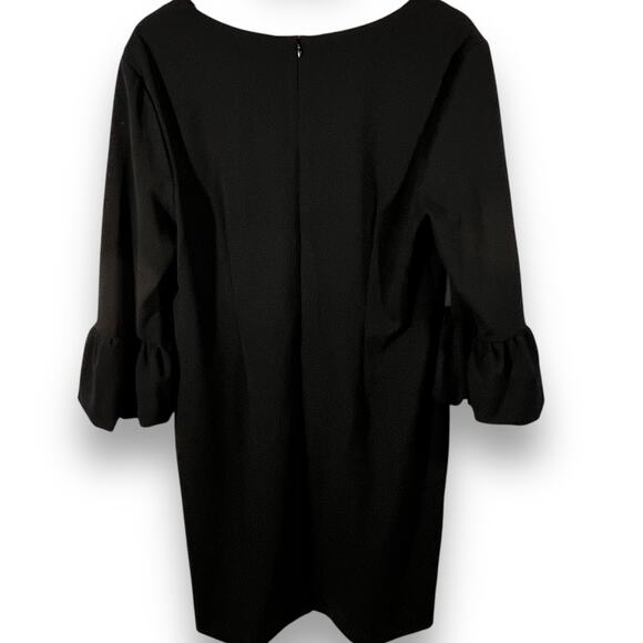 Lafayette 148 NY Black V Neck Bell Sleeve Sheath Knee Length Dress XL - Picture 4 of 10